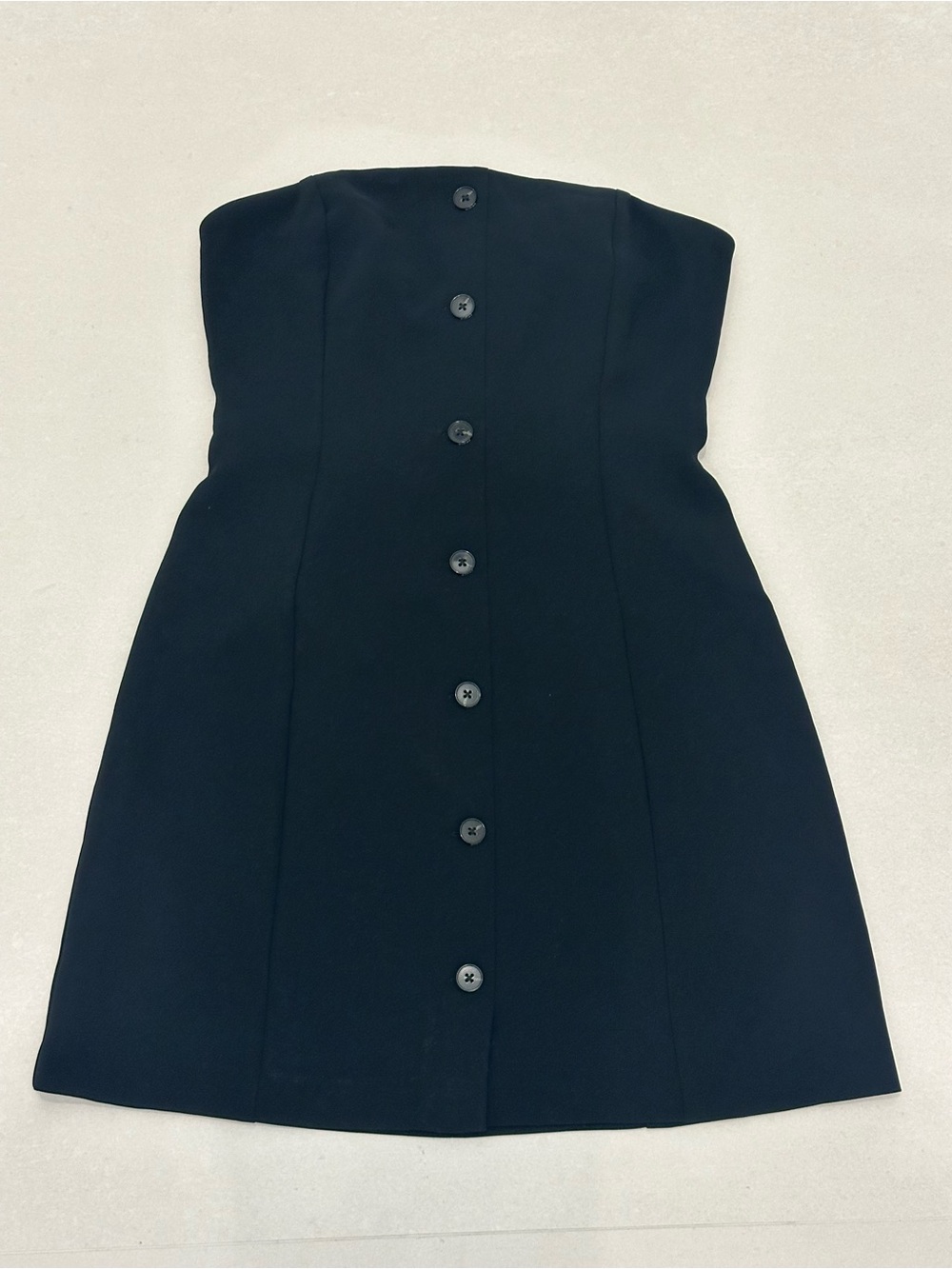 Wilfred Strapless Black Button-Front Mini Dress